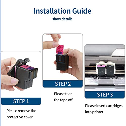 V-Surink Remanufactured Ink Cartridge Replacement for Hp 61XL, Use with Envy 4500 5530 5534 5535 Deskjet 2540 1000 1010 1512 1510 3050 Officejet 4630 2620 4635 Printer (61xl1c)