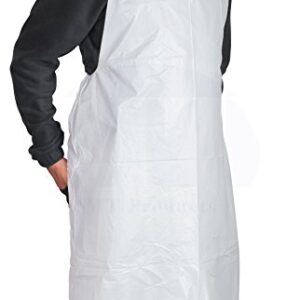 MT Products Disposable White Heavy Weight Plastic/Poly Apron 46 inches x 28 inches - 2 Mil - For Cooking and Arts n' Crafts (100 Pieces)