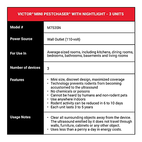 Victor M753SN-1 3-Pack Mini PestChaser Rodent Repeller, White