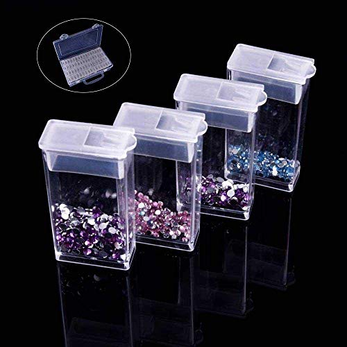 Ritioner Storage Box Diamond Organizing Boxes, 64 Slots Transparent Plastic Jewelry Drill Acrylic Storage Box Painting Accessory Storage Box Diamond Painting Accessories Tool Storage Box (1pack)