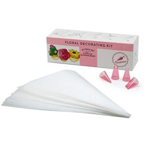 keenpioneer floral decorating kit, 26 pastry bags - 12 inch disposable piping bags, plus 4 tips