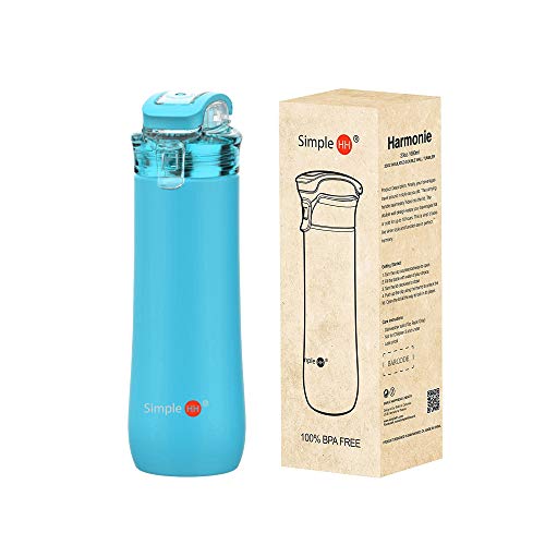 SimpleHH 23OZ Double Wall Vacuum Insulated Stainless Steel Leak Proof Sports Water Bottle With Locking Flip Top Lid And Carrying Handle (Teal, 23)