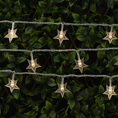 Sterno Home GL42595 LED Battery-Operated Star String Lights, 44 Feet, Warm White Cord