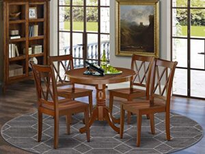 east west furniture ancl5-mah-w dining room table set, 5-pieces