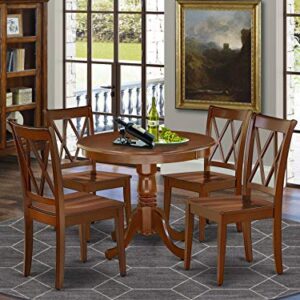 East West Furniture ANCL5-MAH-W Dining Room Table Set, 5-Pieces