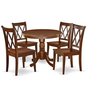 East West Furniture ANCL5-MAH-W Dining Room Table Set, 5-Pieces