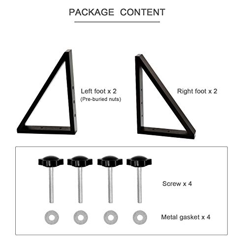 WELLAND Triangle Support Feet Set of 2 for 360 Degree Configurable Gate Collection, Solid Pine Wood, Easy to Install, 2 Pairs of Safety Fence Feet for Freestanding Pet Gates, Espresso (Only Feet)