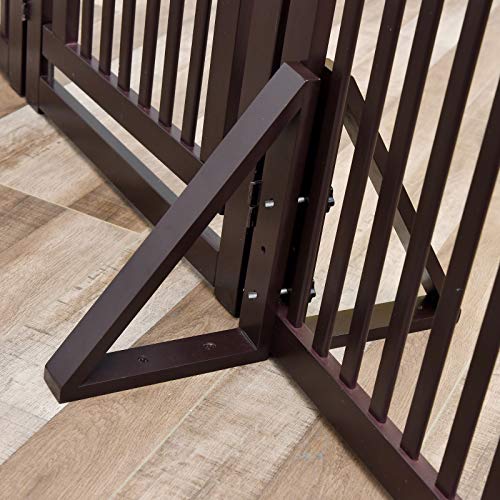 WELLAND Triangle Support Feet Set of 2 for 360 Degree Configurable Gate Collection, Solid Pine Wood, Easy to Install, 2 Pairs of Safety Fence Feet for Freestanding Pet Gates, Espresso (Only Feet)