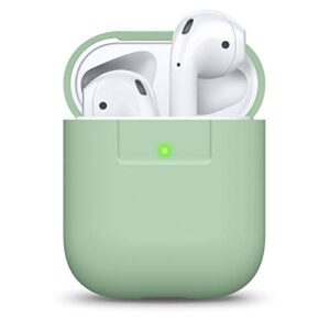 elago premium silicone airpods case designed for apple airpods 1 and 2 [front led visible] [pastel green]