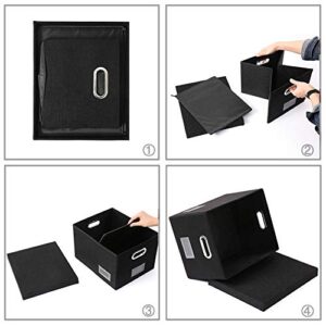 SUPERJARE File Box for Hanging Files, Set of 2, Storage Office Box with 60 lbs Weight Capacity, Filing Box with Durable MDF Board & Linen Fabric, File Storage Organizer for Letter/Legal - Black