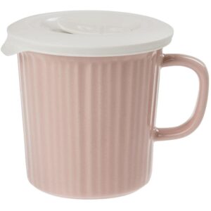corningware 24-oz meal mug with white lid, blush color