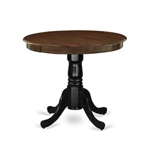 east west furniture wooden amt-wbk-tp dinner table with walnut round tabletop and 36 x 29.5-black finish