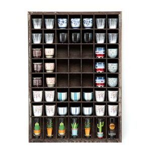 J JACKCUBE DESIGN - Rustic Wood Shot Glasses Display Case 56 Compartments Wall Mount Pint glass Shadow box Bar Cabinet Collection Freestanding - MK524A