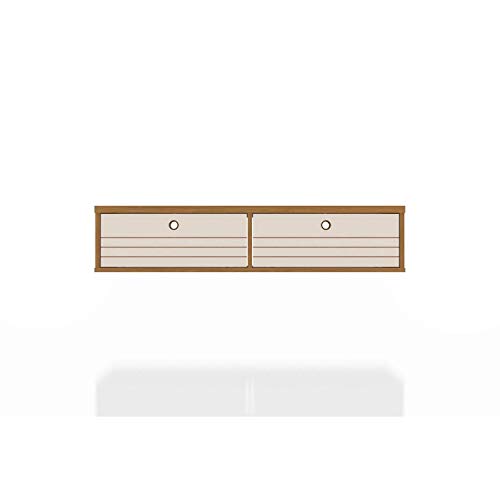 Manhattan Comfort Liberty Mid Century Modern Home Office Floating Desk, 42.28", Cinnamon and Off White
