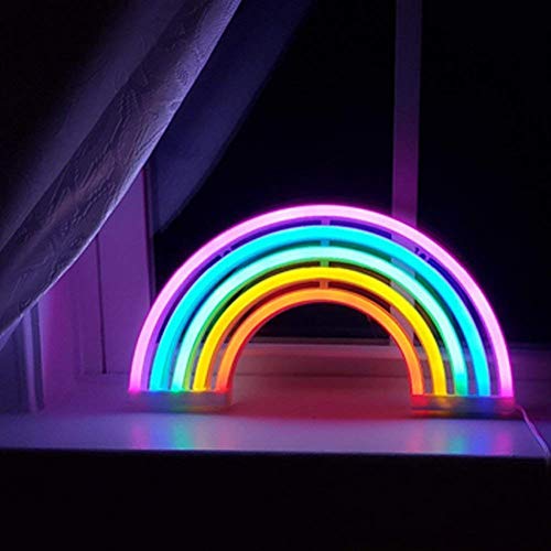 QiaoFei Rainbow Night Light for Kids Gift LED Rainbow Neon Signs Rainbow Lamp for Wall Decor Bedroom Decorations Home Accessories Party Holiday Decor Battery or USB Operated Table Night Lights