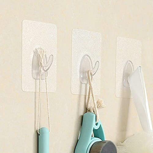 Agelloc 10pcs Anti-Skid Hooks Reusable Transparent Traceless Wall Hanging Hooks Seamless Adhesive