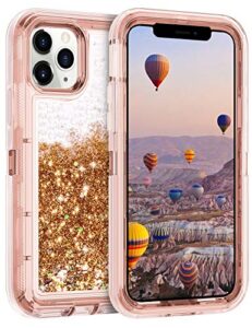 coolden case for iphone 11 pro max cases protective glitter case for women girls cute bling sparkle heavy duty hard shell shockproof tpu case for 2019 release 6.5 inches iphone 11 pro max, rose gold