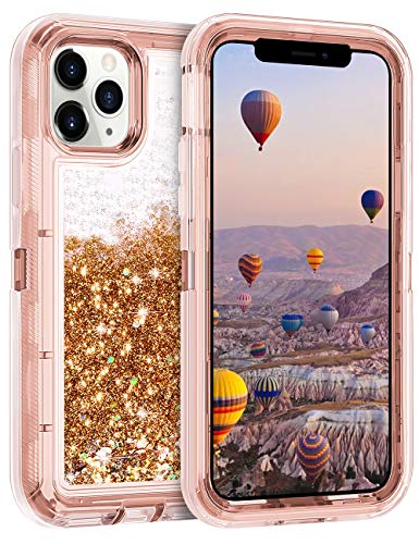 Coolden Case for iPhone 11 Pro MAX Cases Protective Glitter Case for Women Girls Cute Bling Sparkle Heavy Duty Hard Shell Shockproof TPU Case for 2019 Release 6.5 Inches iPhone 11 Pro MAX, Rose Gold