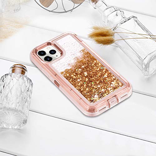 Coolden Case for iPhone 11 Pro MAX Cases Protective Glitter Case for Women Girls Cute Bling Sparkle Heavy Duty Hard Shell Shockproof TPU Case for 2019 Release 6.5 Inches iPhone 11 Pro MAX, Rose Gold