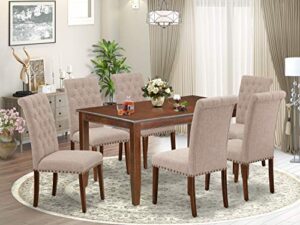 east west furniture dubr7-mah-04 dining room set, mahogany