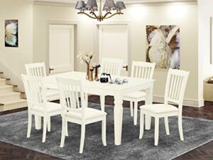 east west furniture weda7-whi-c dining room table set, 7-piece