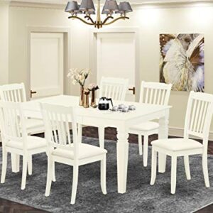 East West Furniture WEDA7-WHI-C Dining Room Table Set, 7-Piece