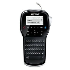 dymo label maker | labelmanager 280 rechargeable portable label maker, easy-to-use, one-touch smart keys, qwerty keyboard, pc and mac connectivity, for home & office organization (renewed)