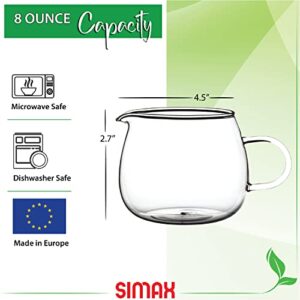 Simax Glassware Glass Creamer Pitcher: SMALL Glass Milk Pitcher For Tea, Coffee and Syrup – Borosilicate Glass - Clear Glass Cream Pitcher – Mini Pitcher – 8 Oz Frothing Pitcher - Milk Pourer