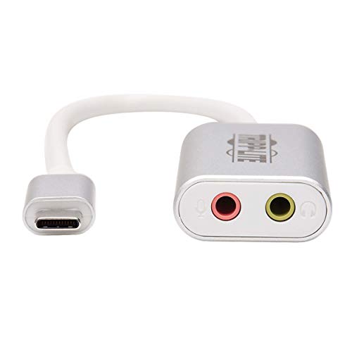 Tripp Lite USB C to 3.5mm Stero Audio Adapter for Microphone Headphones, Silver (U437-002)