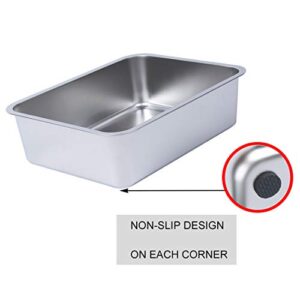 Dimaka Stainless Steel Litter Box for Cat and Kitten, 6 inch Side Height, Non Stick Smooth Surface Metal Pan, Easy to Clean, Non Odor and Rust Proof, Safe and Hard (17.5" X 14")