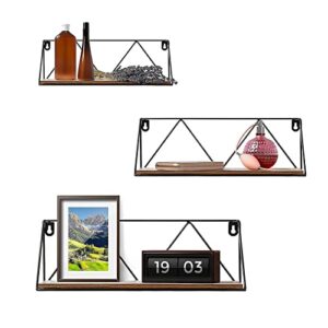 Calenzana Floating Wall Shelves Set of 3 Rustic Wood Storage Shelf for Bathroom Kitchen Living Room Bedroom