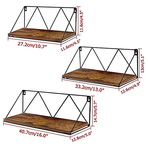 Calenzana Floating Wall Shelves Set of 3 Rustic Wood Storage Shelf for Bathroom Kitchen Living Room Bedroom