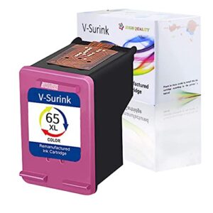 V-Surink Remanufactured Ink Cartridge Replacement for Hp 65XL Compatible with Envy 5010 5020 5055 5052 Deskjet 3755 2655 3720 3722 3752 3758 2652 2624 Printer (1 tri-Colour)