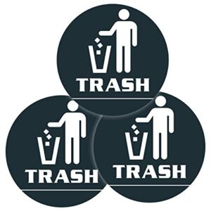 Trash Bin Can Sticker - (Pack of 12) 6" Large Round Laminated Vinyl Decals Recycle Can Bins Sign Labels
