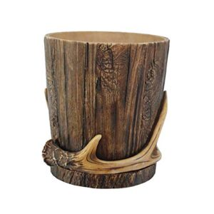 HiEnd Accents Resin Whitetail Deer Antler Waste Basket Trash Can