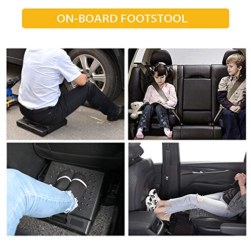 Adjustable Footrest with Removable Soft Foot Rest Pad Max-Load 120Lbs with Massaging Beads 4-Level Height Adjustment for Car,Under Desk, Home, Train(Black)