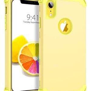 BENTOBEN iPhone XR Case, iPhone XR Phone Case, 3 in 1 Heavy Duty Rugged Hybrid Solid Hard PC Cover Soft Silicone Bumper Impact Resistant Shockproof Protective Case for Apple iPhone XR, Yellow Lemon