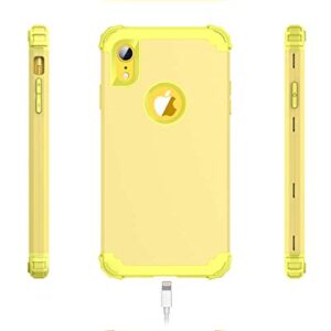 BENTOBEN iPhone XR Case, iPhone XR Phone Case, 3 in 1 Heavy Duty Rugged Hybrid Solid Hard PC Cover Soft Silicone Bumper Impact Resistant Shockproof Protective Case for Apple iPhone XR, Yellow Lemon