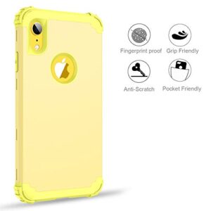 BENTOBEN iPhone XR Case, iPhone XR Phone Case, 3 in 1 Heavy Duty Rugged Hybrid Solid Hard PC Cover Soft Silicone Bumper Impact Resistant Shockproof Protective Case for Apple iPhone XR, Yellow Lemon