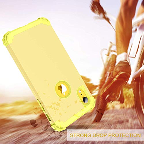 BENTOBEN iPhone XR Case, iPhone XR Phone Case, 3 in 1 Heavy Duty Rugged Hybrid Solid Hard PC Cover Soft Silicone Bumper Impact Resistant Shockproof Protective Case for Apple iPhone XR, Yellow Lemon