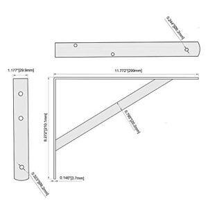 HOME MASTER HARDWARE Heavy Duty Shelf Brackets 12 x 8 inch Metal Shelves L Supports 90 Degree Triangle Wall Mount Angle Bracket for Floating Shelving with Screws, White 10-Pack