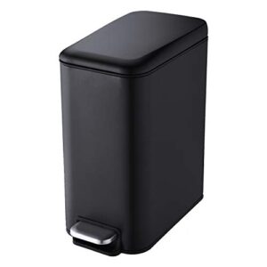 hilfa 5 liter/ 1.3 gallon compact stainless steel rectangular step trash can, bathroom trash can, kitchen trash can,matte black,sb3200-mb