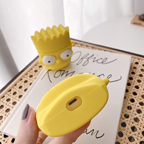 Aikeduo for Airpods 2 Case Cute Funny Cartoon Character Simpsons Cartoon Unique Cover Cool Keychain Skin Fashion Animal White Bear Cases for Girls Kids Teens Boys for Airpods 1 Case (Simpsons)