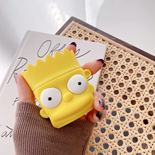 Aikeduo for Airpods 2 Case Cute Funny Cartoon Character Simpsons Cartoon Unique Cover Cool Keychain Skin Fashion Animal White Bear Cases for Girls Kids Teens Boys for Airpods 1 Case (Simpsons)