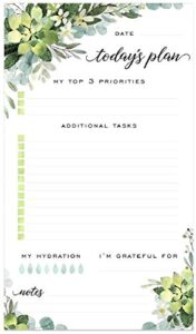 boho greenery sticky note daily to-do planner - 50 pages for daily tasks, notes, scheduling and water intake (6" x 10")