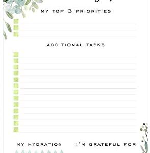 Boho Greenery Sticky Note Daily to-Do Planner - 50 Pages for Daily Tasks, Notes, Scheduling and Water Intake (6" x 10")