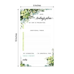 Boho Greenery Sticky Note Daily to-Do Planner - 50 Pages for Daily Tasks, Notes, Scheduling and Water Intake (6" x 10")