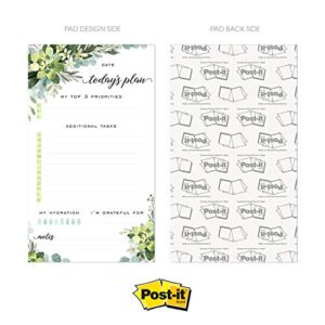 Boho Greenery Sticky Note Daily to-Do Planner - 50 Pages for Daily Tasks, Notes, Scheduling and Water Intake (6" x 10")