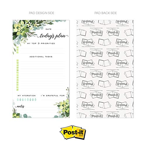 Boho Greenery Sticky Note Daily to-Do Planner - 50 Pages for Daily Tasks, Notes, Scheduling and Water Intake (6" x 10")