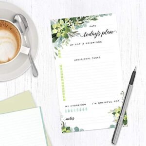 Boho Greenery Sticky Note Daily to-Do Planner - 50 Pages for Daily Tasks, Notes, Scheduling and Water Intake (6" x 10")